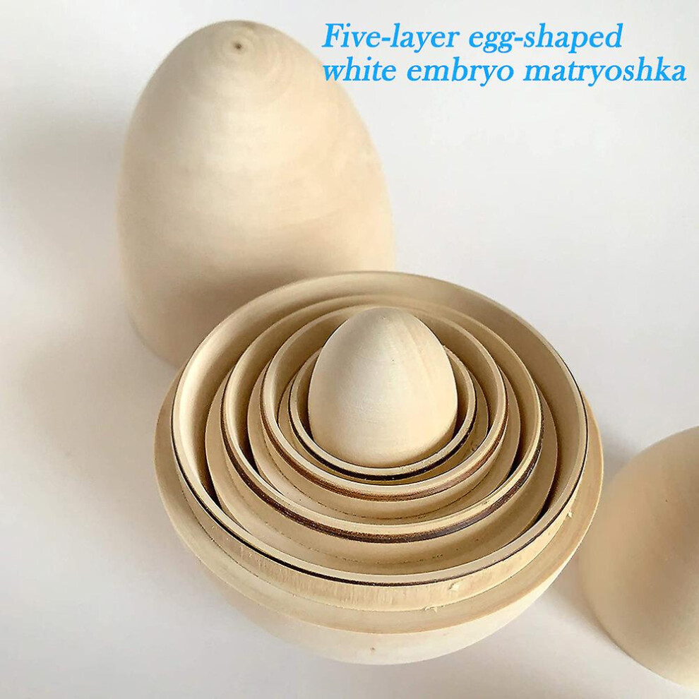 Hollow Wooden Eggs Easter Nesting Eggs Toy 5 In 1 Wood Easter Basket Stuffers Gift Hollow Unpainted Eggs Diy