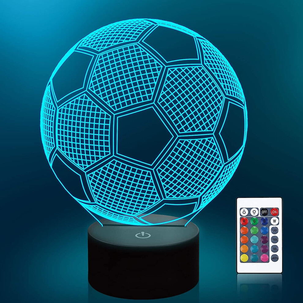 Wekity Soccer Night S For Kids 3D Illusion Football S 16 Led Remote Color Changing Touch Table Desk Lamps Decor Birthday Xmas Gifts Sports Light