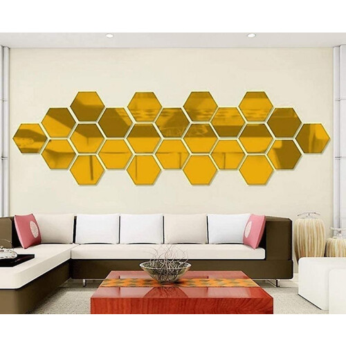 12pcs Acrylic Hexagonal Wall Stickers Plastic Mirrors 2