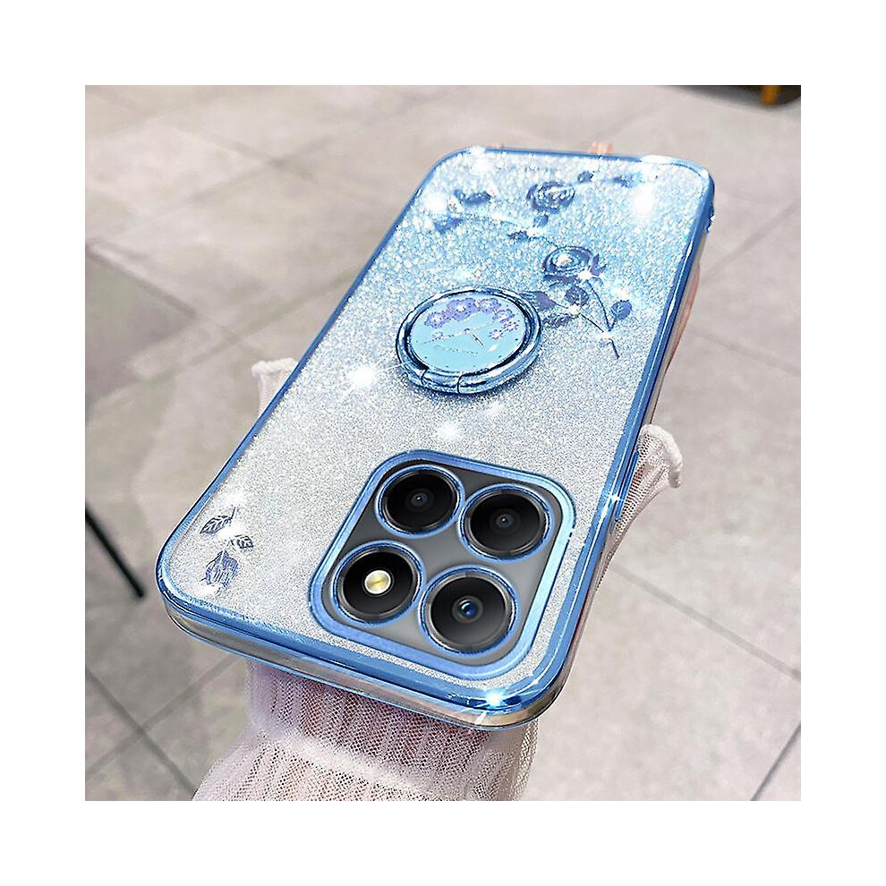 For Honor X8 5G/X6 4G/70 Lite 5G Ring Kickstand Tpu Case Gradient Glitter Flower Pattern Phone Cover 9168212116962