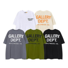 (Apricot, M) Gallery Dept Summer New T-shirt Couple Base Shirt Round Neck Short Sleeve
