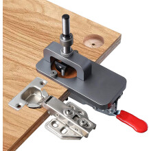 Concealed Hinge Jig, 35mm Aluminum Alloy Cup Style Hinge Drilling Jig Hole Saw Jig Drilling Guide Locator Hole Opener Door Cabinets Diy Tool For Face