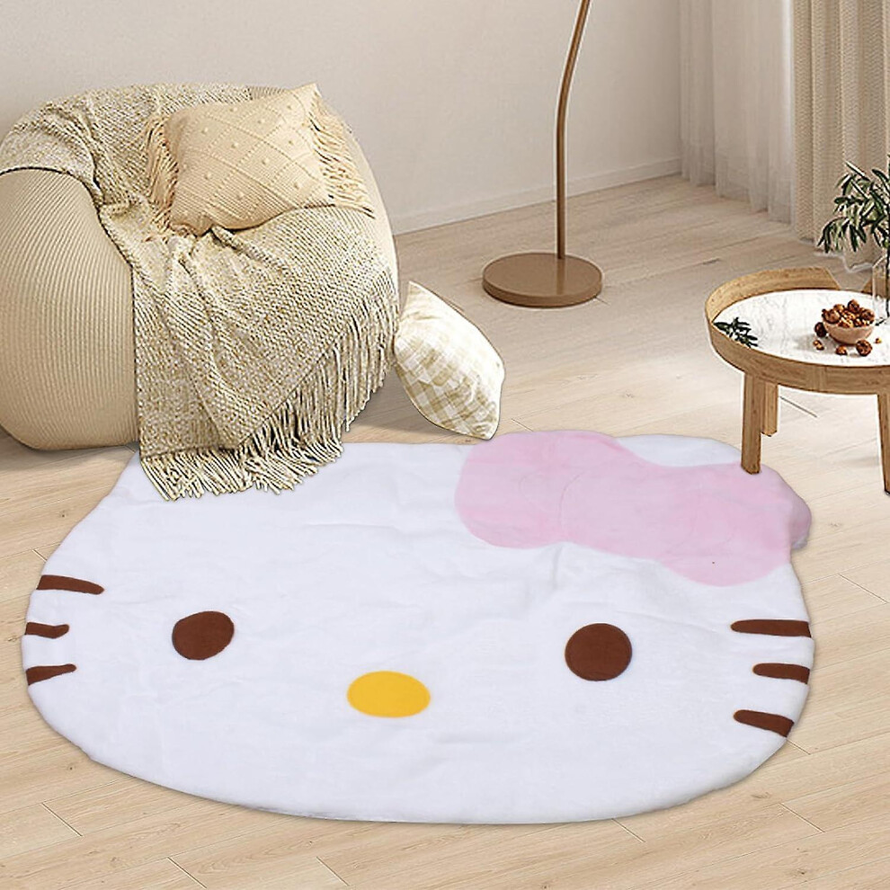 Cartoon Area Rug,cute Kawaii Bedroom Decorative Round Rug Carpet, Super Soft Hello Kittie Rugs For Girls Bedroom Decor