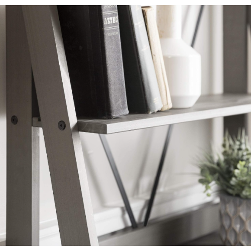 Rustic Ladder Bookcase Grey Vintage Industrial Style Display Storage Cabinet Shelf Unit 2