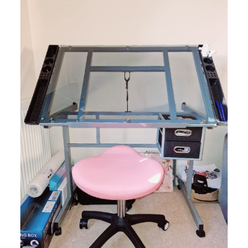 Adjustable Drawing Table Metal Storage Drafting Desk Compact Craft Artist Workspace 2