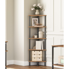 Rustic Corner Shelf Vintage Industrial Bookcase Metal Side End Display Storage Cabinet Unit