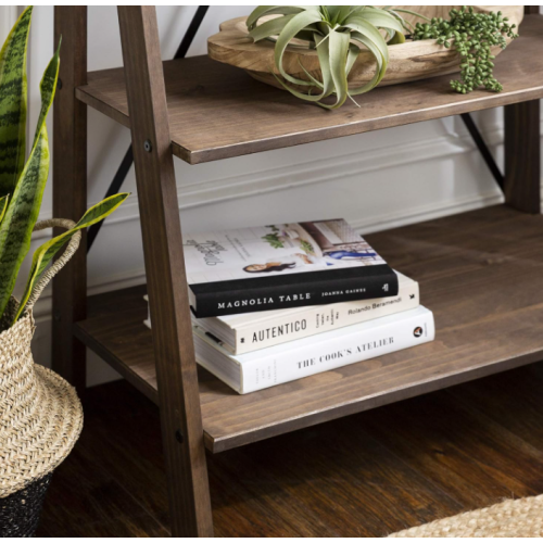 Rustic Ladder Bookcase Vintage Industrial Style Display Storage Cabinet Shelf Unit 1