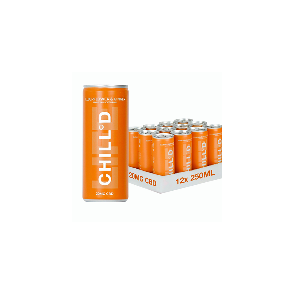 12 x CHILLD 20mg CBD Sparkling 250ml Elderflower & Ginger 