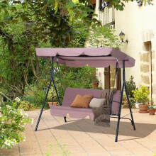 3 Seater Canopy Swing Chair Patio Garden Rocking Bench Brown