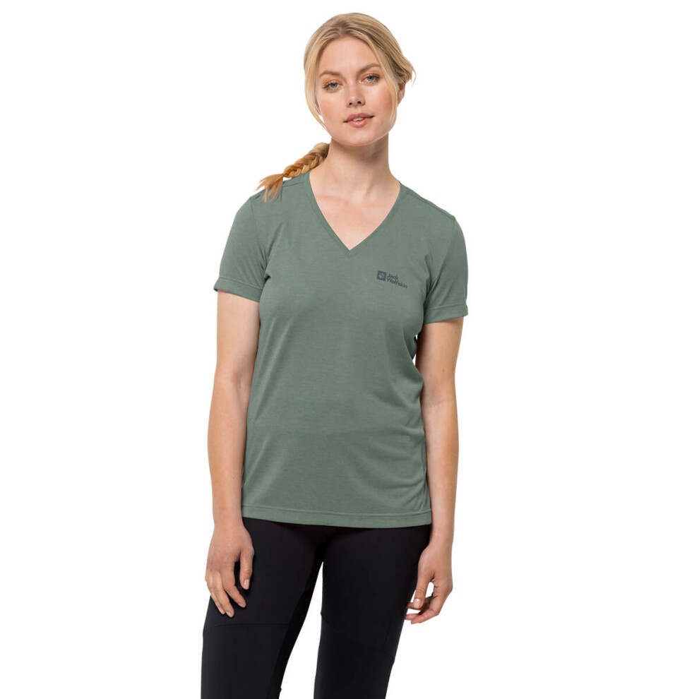 (S, Picnic Green) Jack Wolfskin Womens 2023 Crosstrail Moisture Wicking Quick Drying T-Shirt