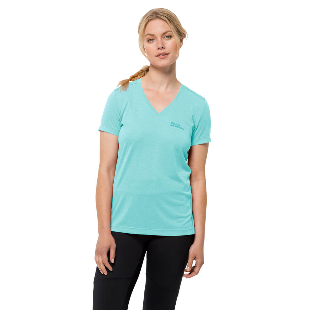 (S, Fresh Ice) Jack Wolfskin Womens Crosstrail Moisture Wicking Quick Drying T-Shirt