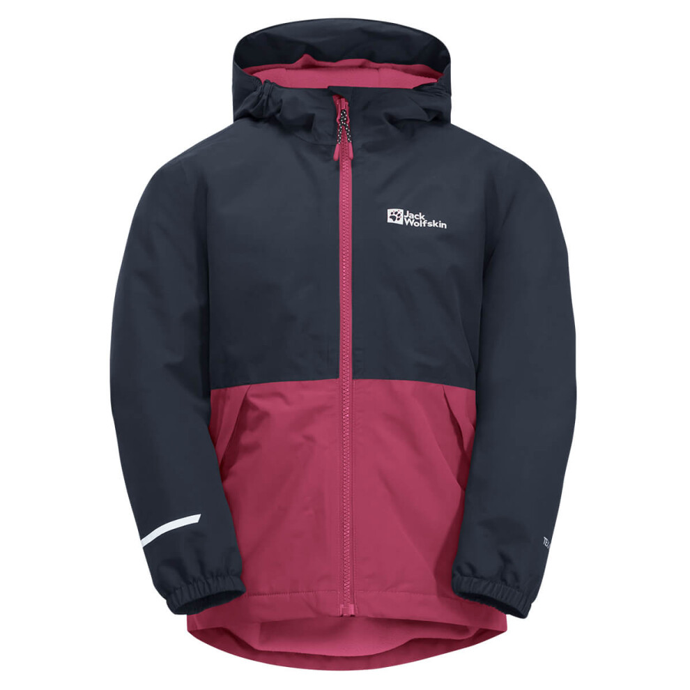 (Age 8-10, Dark Fuchsia) Jack Wolfskin Unisex Snowy Days Juniors Kids Waterproof Windproof Jacket
