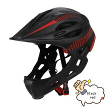 (black red) Outdoor Sports Children's Full Face Helmet Balance Bike Scooter Bike Riding