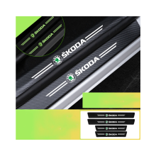 (Skoda ) Car Door Sill Sticker Luminous Leather Texture