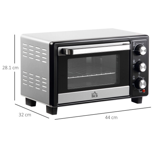 Homcom HOMCOM Mini Oven 16L Countertop Oven w/ Adjustable Temp Timer 1400W, Silver 1