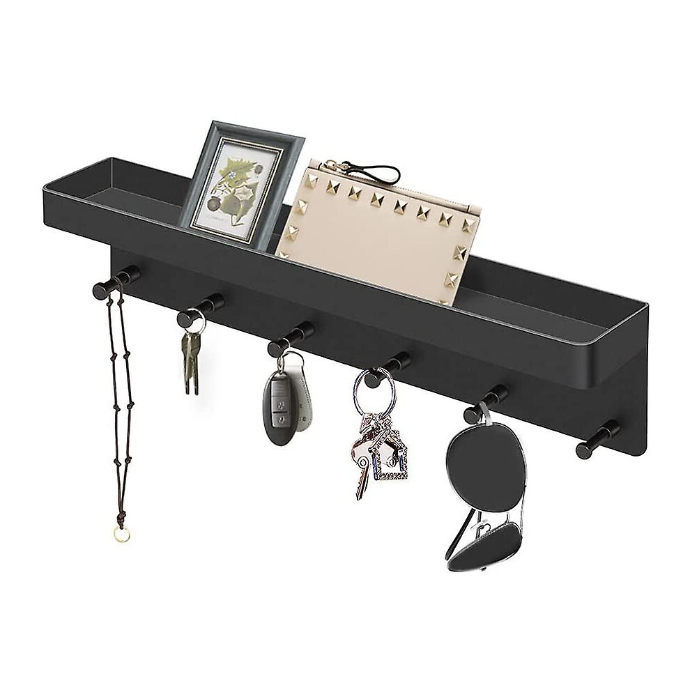 Key Holder / Wall Organizer Key Rack Black / Key Shelf / Hook Rail With Shelf /