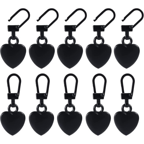 10pcszipper Pull Replacement, Detachable Metal Zipper Pull Kit Heart Shaped Zipper Pulls For Coats Backpacks Jackets Pants Jeans Suitcase Purses Handb