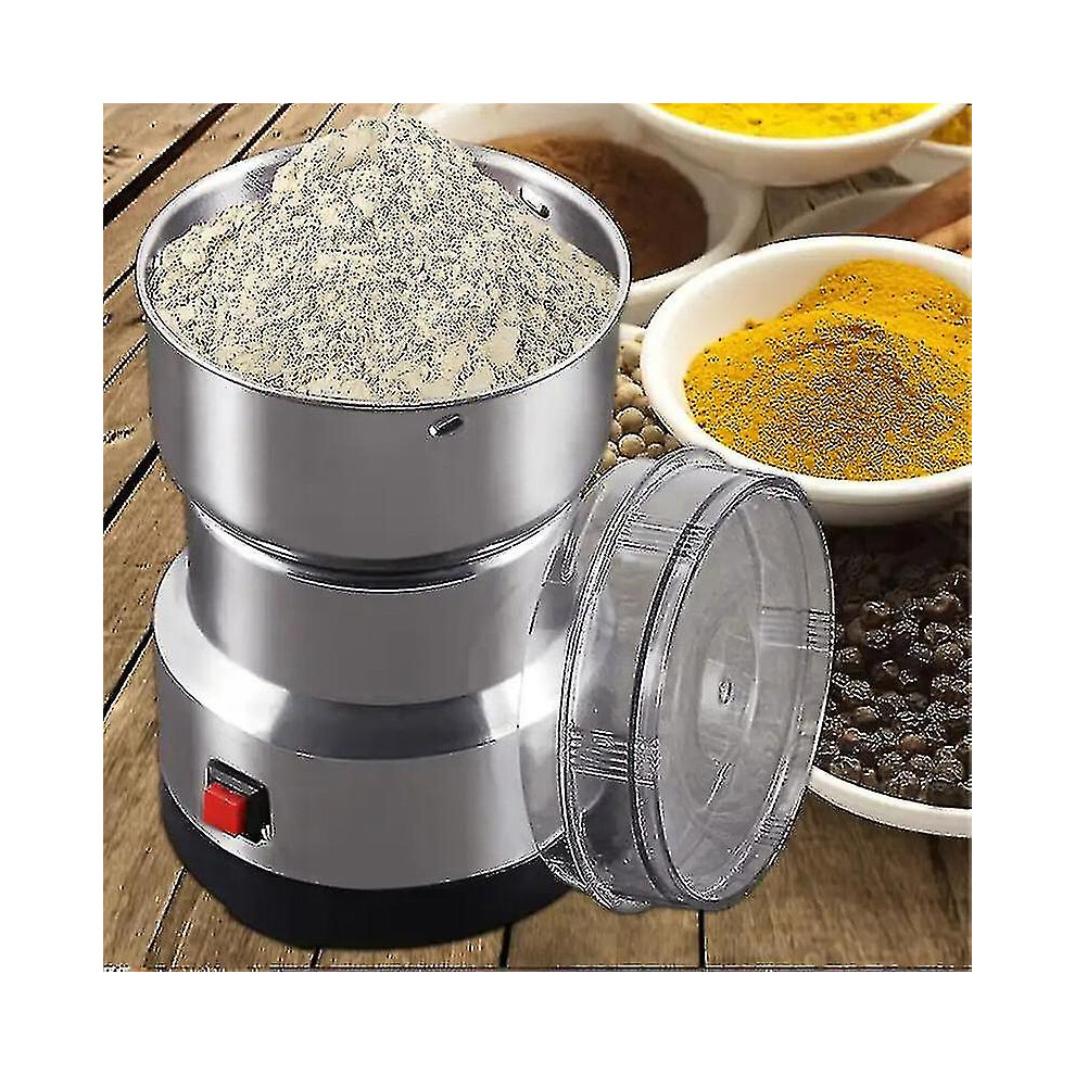 Multifunctional Home Grinder Machine Cereals Nuts Beans Spices Grains Grinding Machine Electric Coffee Grinder Kitchenuk Plug Silver