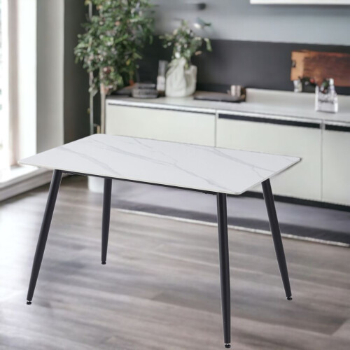 URBN Living (Gloss White) 120cm Modern 4 Seater Ceramic Rectangle Shape Top Kitchen & Dining Room Table