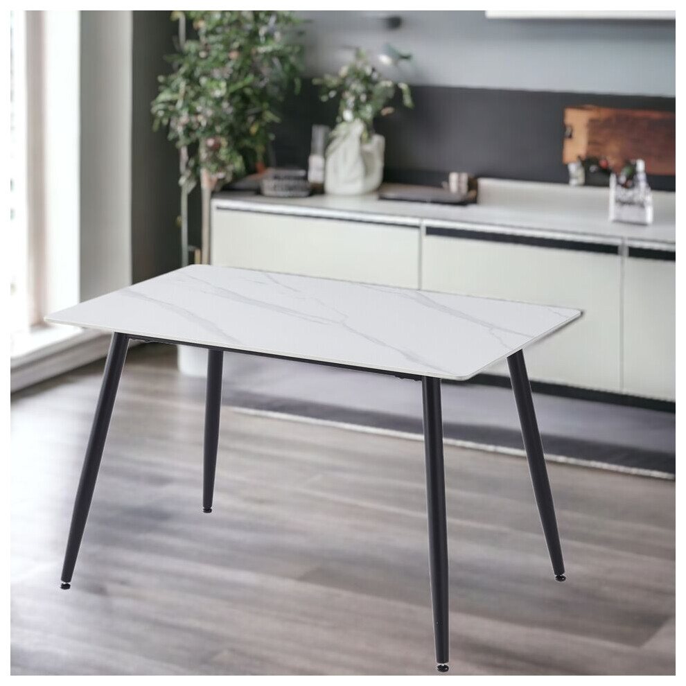 Urbn Living (Gloss ) 120Cm Modern 4 Seater Ceramic Rectangle Shape Top Kitchen & Dining Room Table White