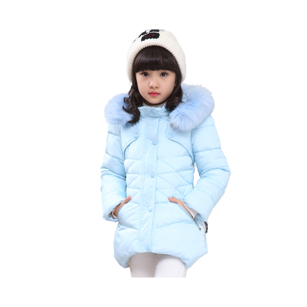 (Blue, 6-7Years) Kids Girls Winter Jackets Hooded Coats Warm Thick