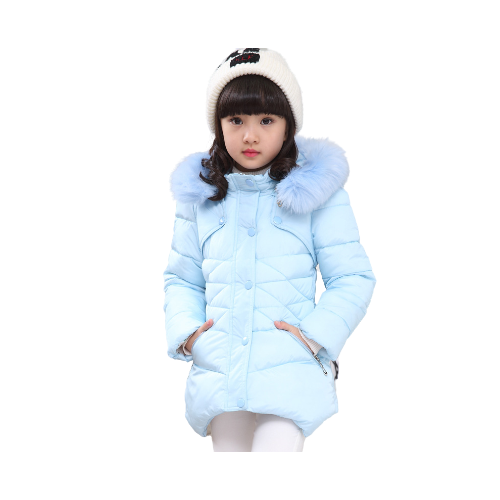 (Blue, 3-4Years) Kids Girls Winter Jackets Hooded Coats Warm Thick