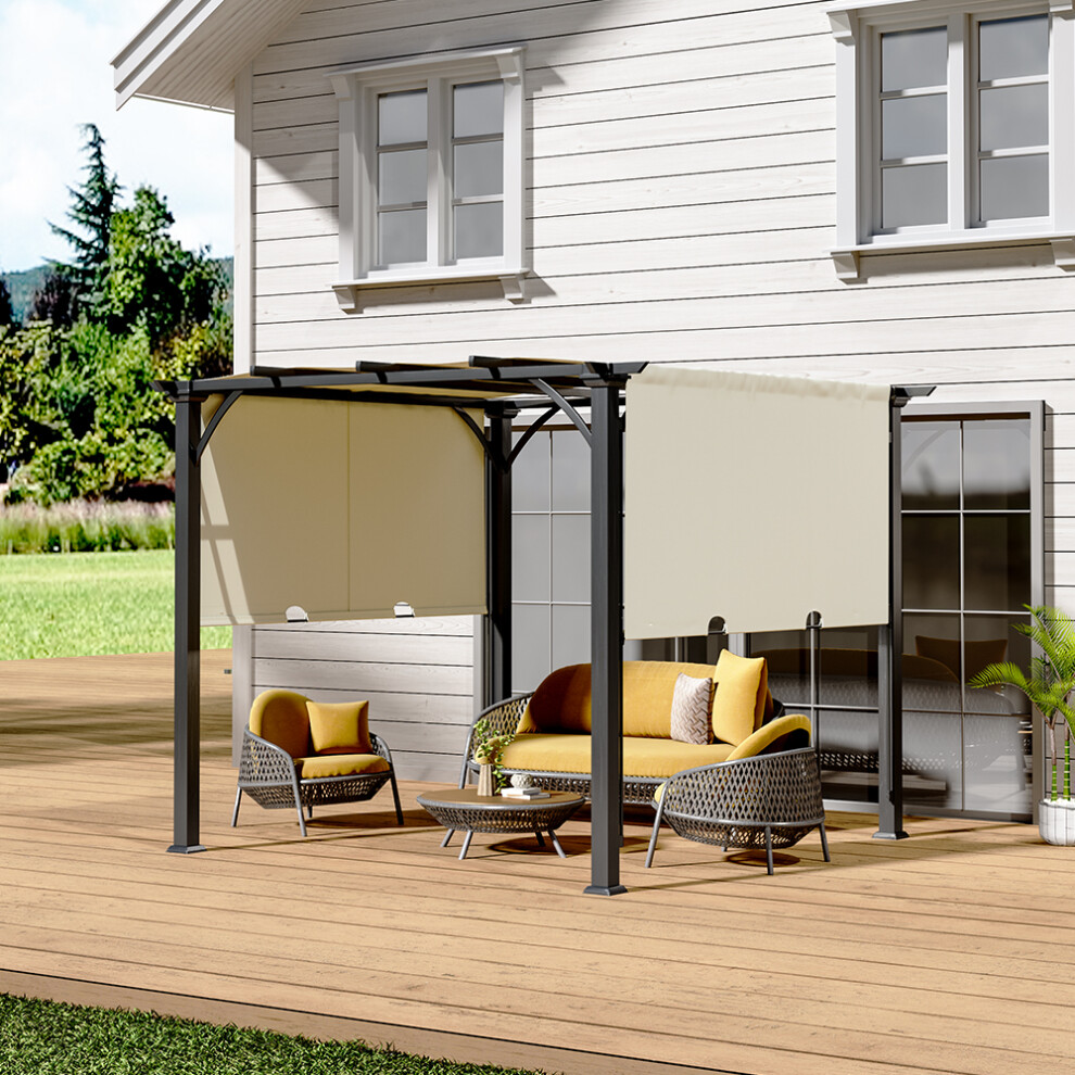 3 x 3m Pergola Gazebo with Retractable Cnopy Outdoor Garden Shelter UV Protection Waterproof for Decks Backyard