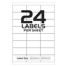 (10 Sheets (240 Sticky Label)) 24 Sheet Per Page White Blank Matt Self-Adhesive A4 Address Shipping Labels Stickers