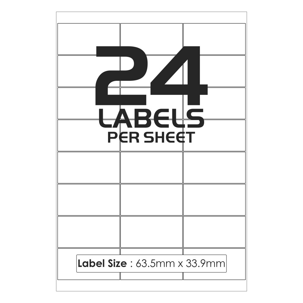 (10 Sheets (240 Sticky Label)) 24 Sheet Per Page White Blank Matt Self-Adhesive A4 Address Shipping Labels Stickers