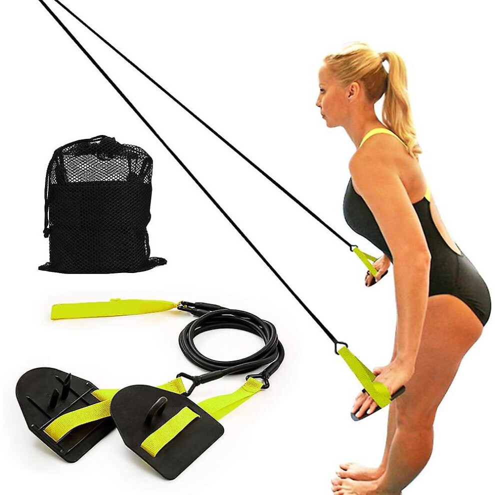 (A Basic Set 40lbs) Dryland Powercord With Paddles,swimming Arm Strength Trainer, Professional Freestyle Swimming Resistance Exercise Bands Set