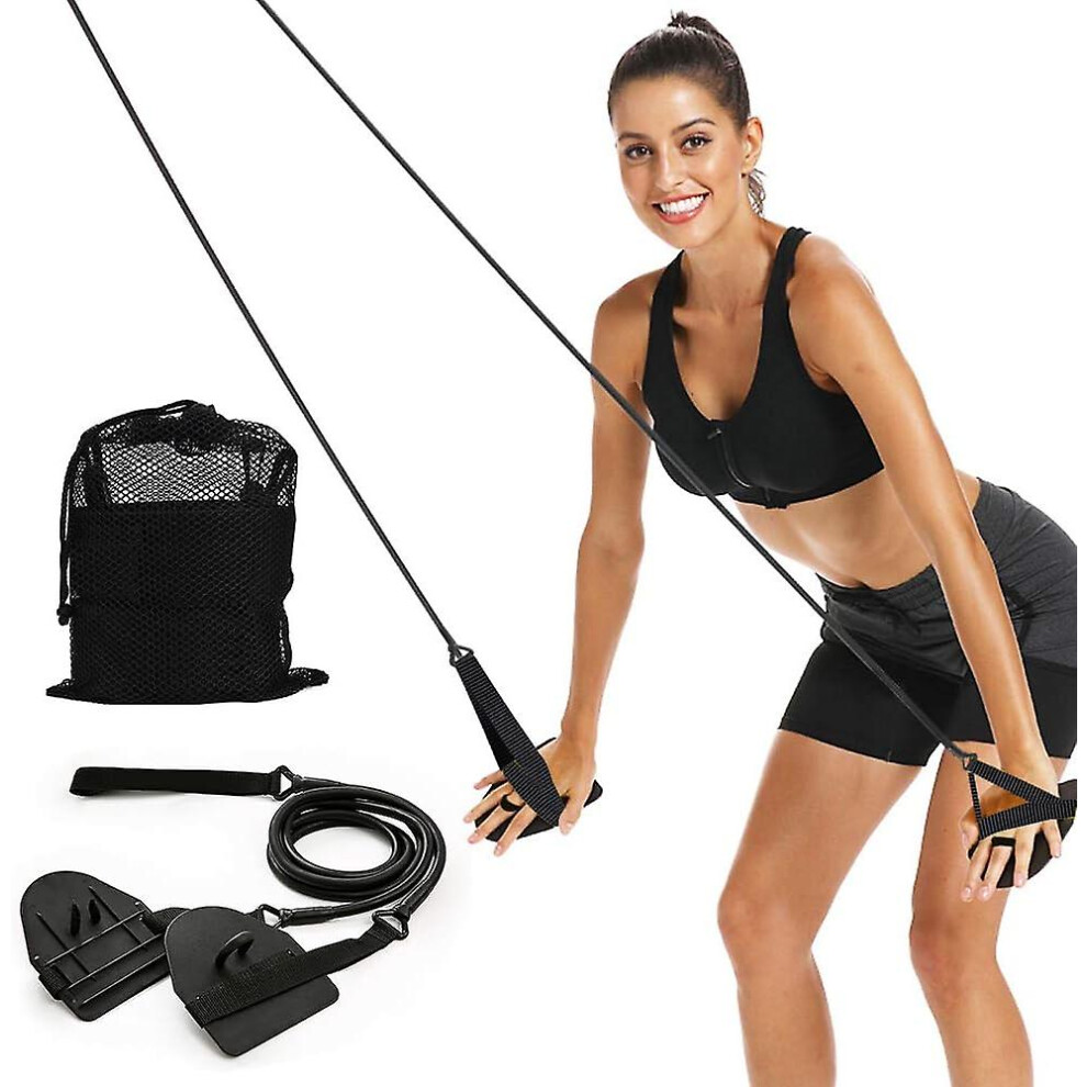 (B Advanced Set 80lbs) Dryland Powercord With Paddles,swimming Arm Strength Trainer, Professional Freestyle Swimming Resistance Exercise Bands Set