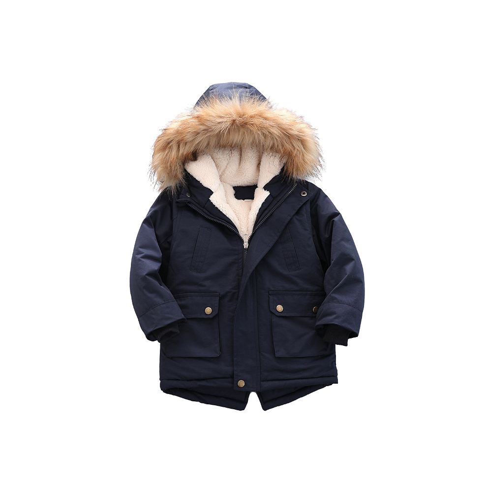 (Blue, 4-5Years) Kids Boys Girls Winter Jackets Hooded Coats Warm