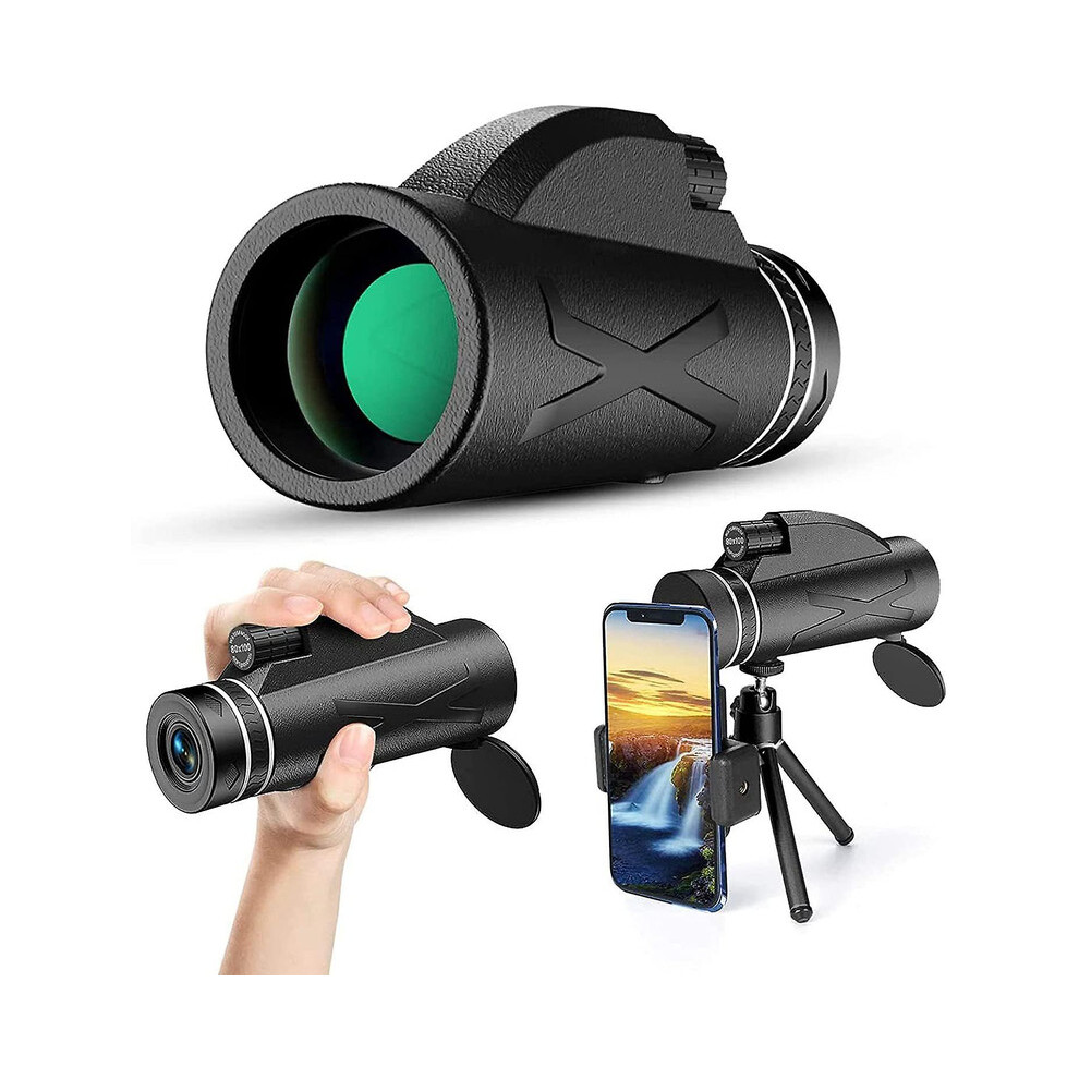 Chronus 80x100 Monocular Telescope,High Power Prism Monocular HD Dual Focus Scope Portable Waterproof Fogproof for Bird Watching Hunting Camping