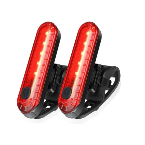 2 Pack Smart Bicycle Tail Light, Ultra Bright LED Warning Bicycle Flashlight USB Rechargeable Waterproof 4 Light Mode(Black)