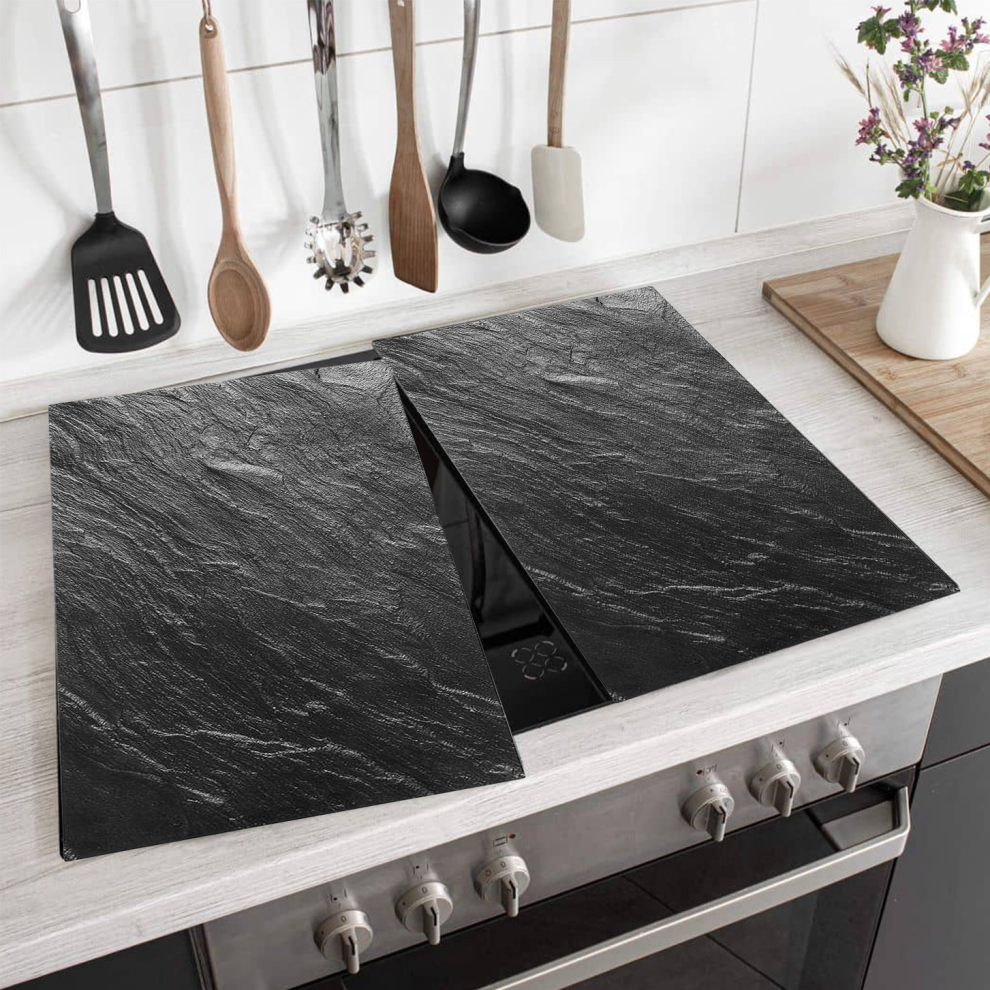 Set 2 Glass Chopping Board Stone Marble Slate Oven Cover Kitchen Serving Cutting Boards