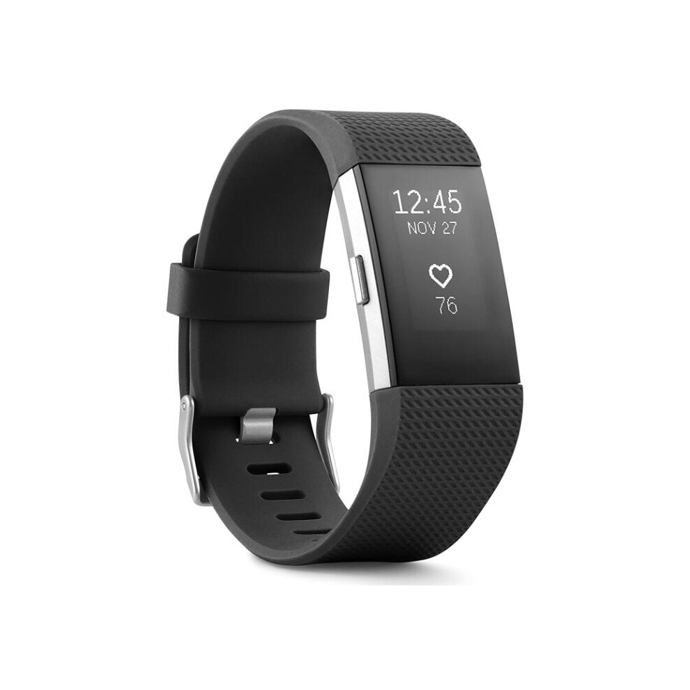 (Black, Small Size) Fitbit Charge 2  Fitness Activity Tracker 38mm