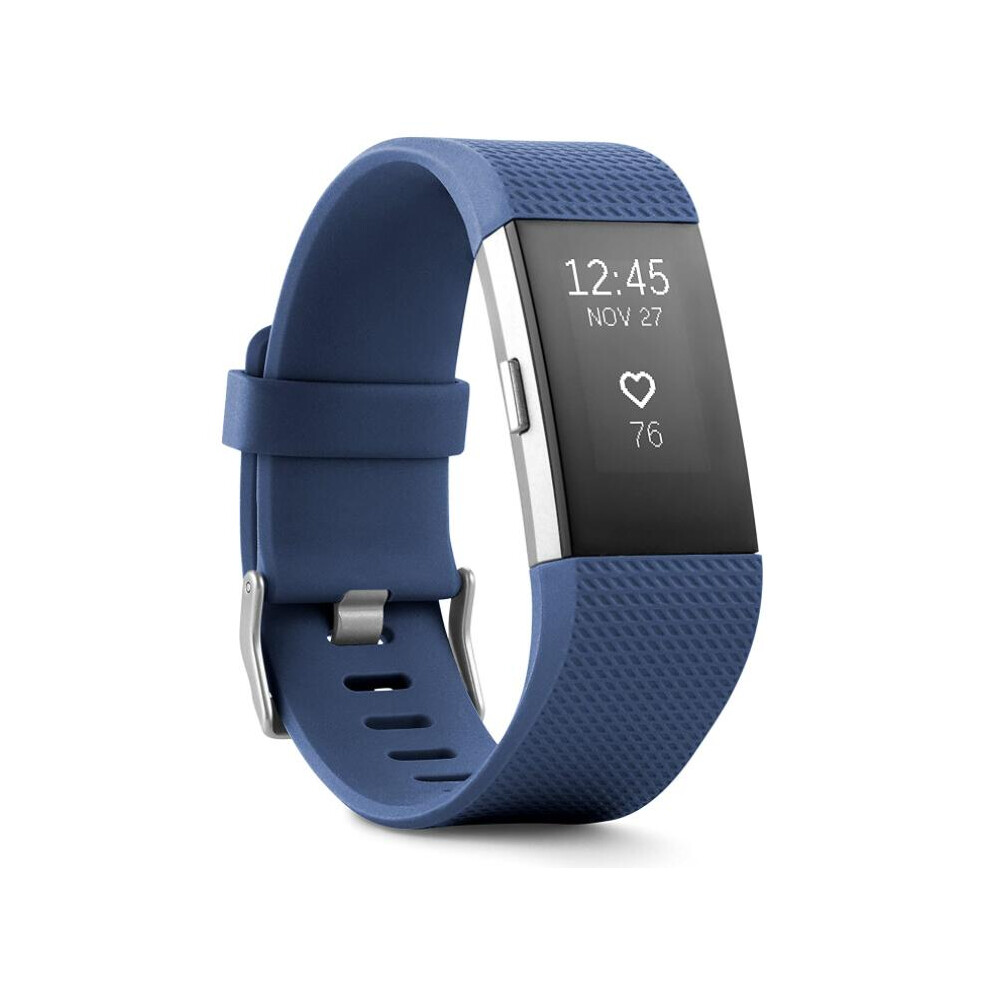 (Blue, Large Size) Fitbit Charge 2  Fitness Activity Tracker 38mm