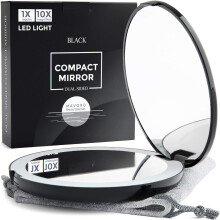 Magnifying Compact Mirror for Purses with LED Ring Light Up Double Sided Lighted Makeup with Magnification 10x Small Folding Portable Large 5 inch