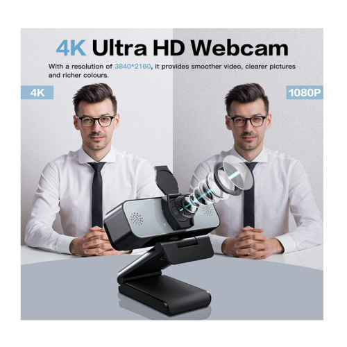 Webcam 4K UHD Streaming Microphone Luminosité réglable avec contrôle tactile Caméra Web pour Zoom Skype T 2