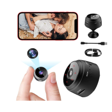 Mini câmera espiã, câmera sem fio 1080P Full HD com áudio e vídeo, monitor de bebê secreto oculto, preto
