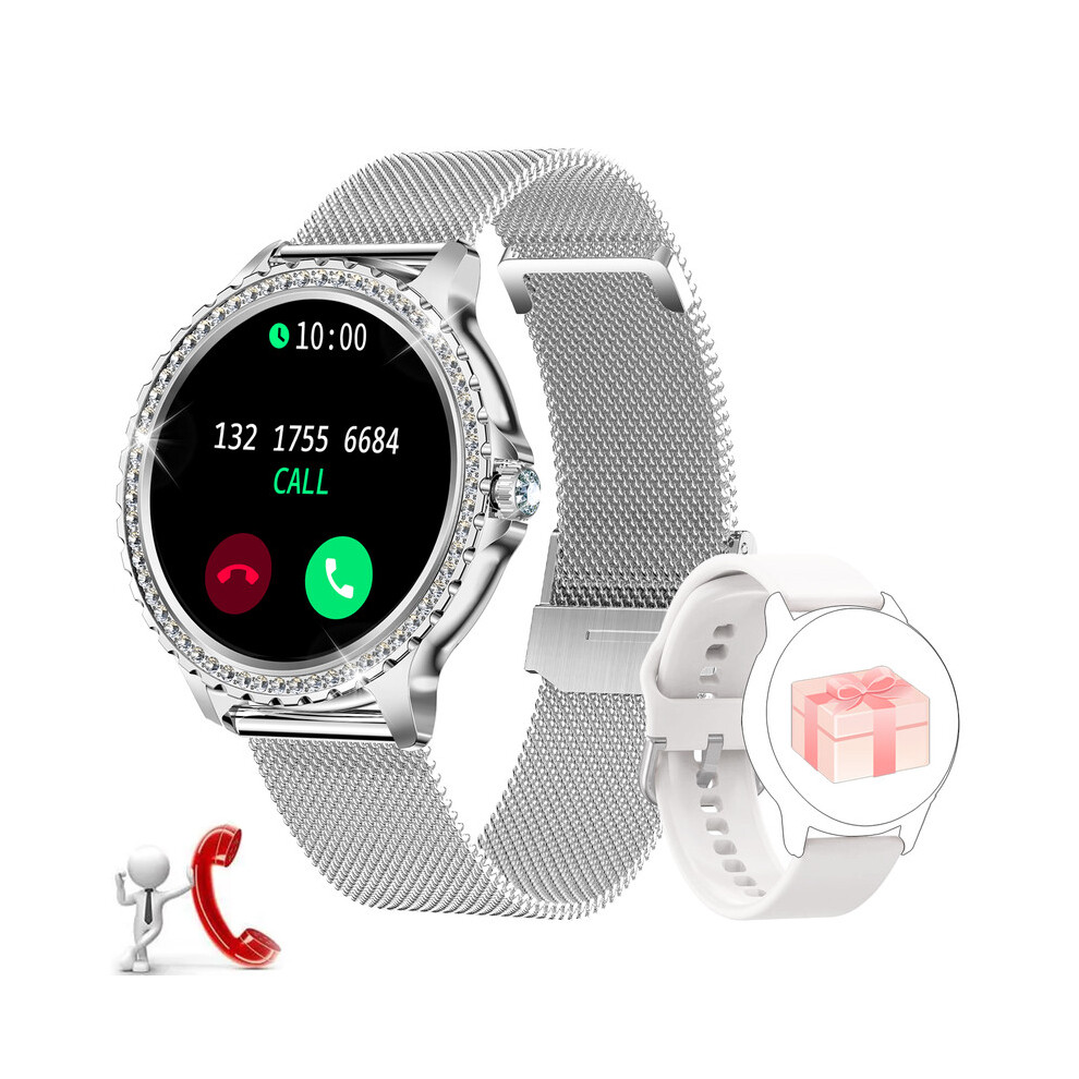 Chronus Smartwatch Women's Smartwatch With Bluetooth Call 1.32'' Smart Smartwatch Sports Spo2 Music Player For Android Ios Silver 7780788915927
