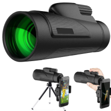 Chronus 12x50 HD Monocular, BAK4 Waterproof for Hunting (Black)