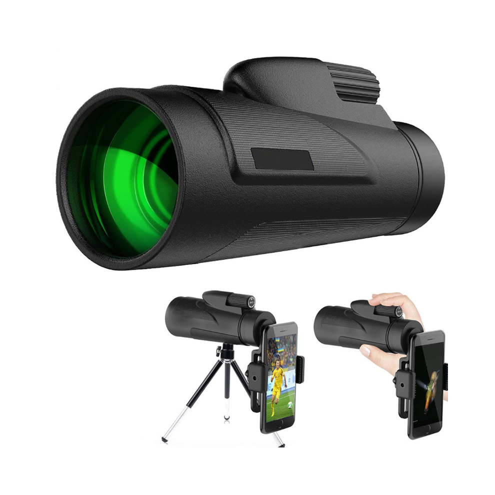 Chronus 12x50 HD Monocular, BAK4 Waterproof for Hunting (Black)