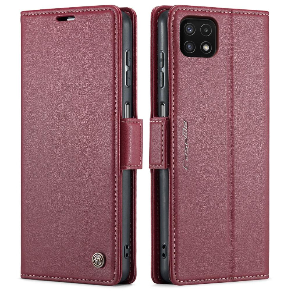 (Red) Caseme Case For Samsung Galaxy A22 5G Shockproof Case Wallet Case Anti Fraud Kickstand Card Slot Red 764762653729