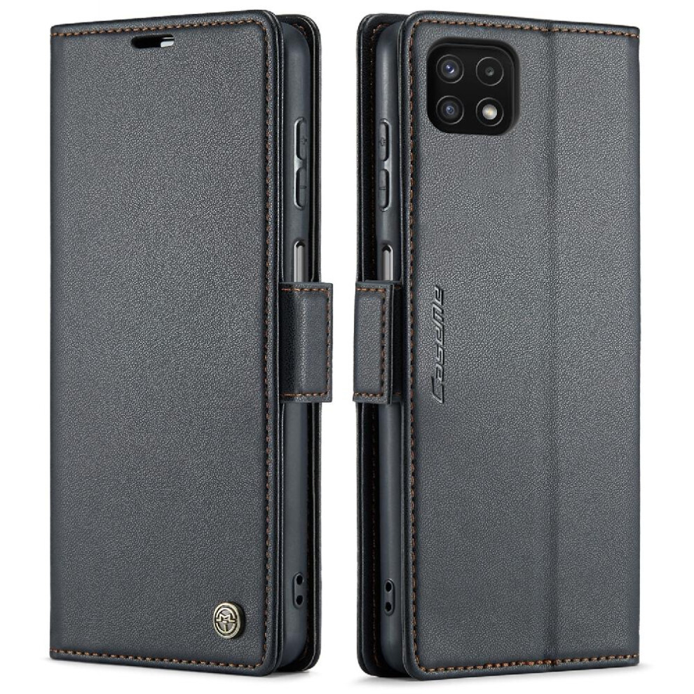 (Black) Caseme Case For Samsung Galaxy A22 5G Shockproof Case Wallet Case Anti Fraud Kickstand Card Slot Black 764762653712