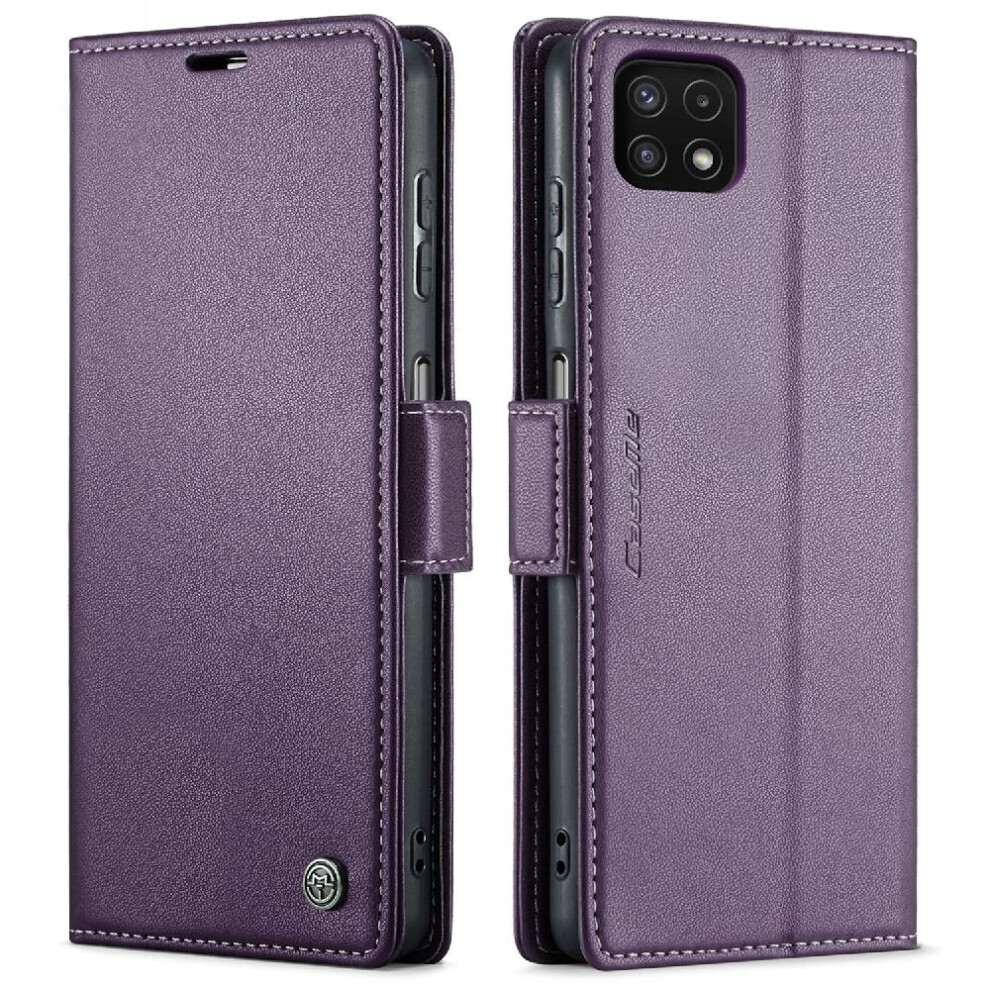 (Purple) Caseme Case For Samsung Galaxy A22 5G Shockproof Case Wallet Case Anti Fraud Kickstand Card Slot Purple 764762653736