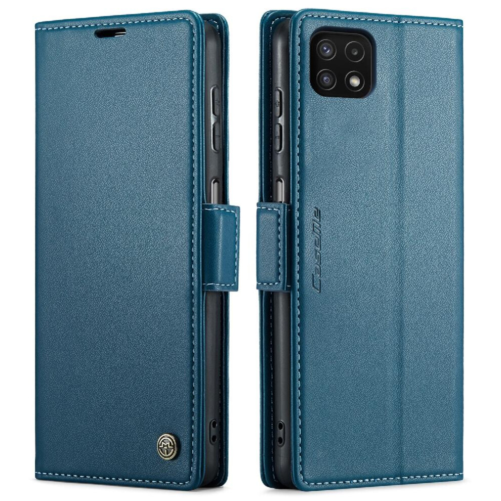 (Blue) Caseme Case For Samsung Galaxy A22 5G Shockproof Case Wallet Case Anti Fraud Kickstand Card Slot Blue 764762653699