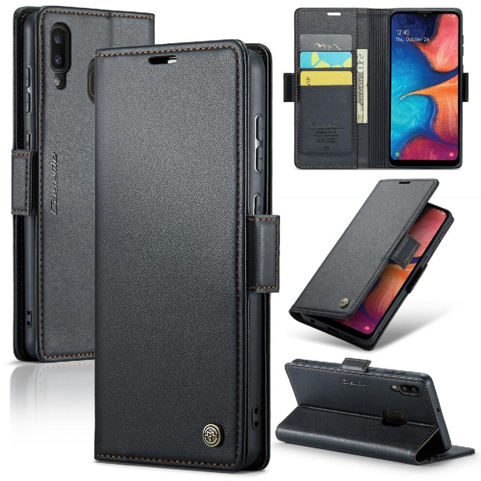 (Black) Caseme Case For Samsung Galaxy A20/A30/M10s Wallet Case Anti Fraud Kickstand Card Slot Shockproof Case Black 764762653774