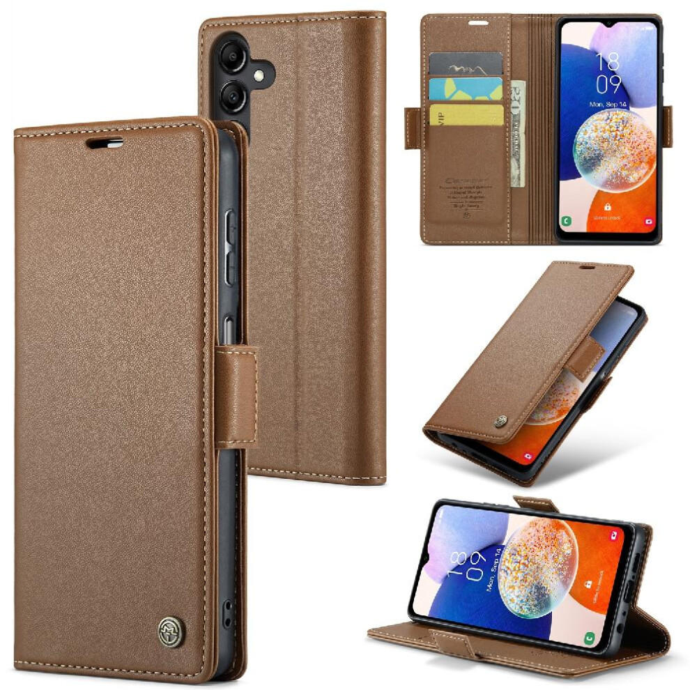 (Brown) Caseme Case For Samsung Galaxy A14 4G/5G Kickstand Shockproof Case Wallet Case Card Slot Anti Fraud Brown 764762653828