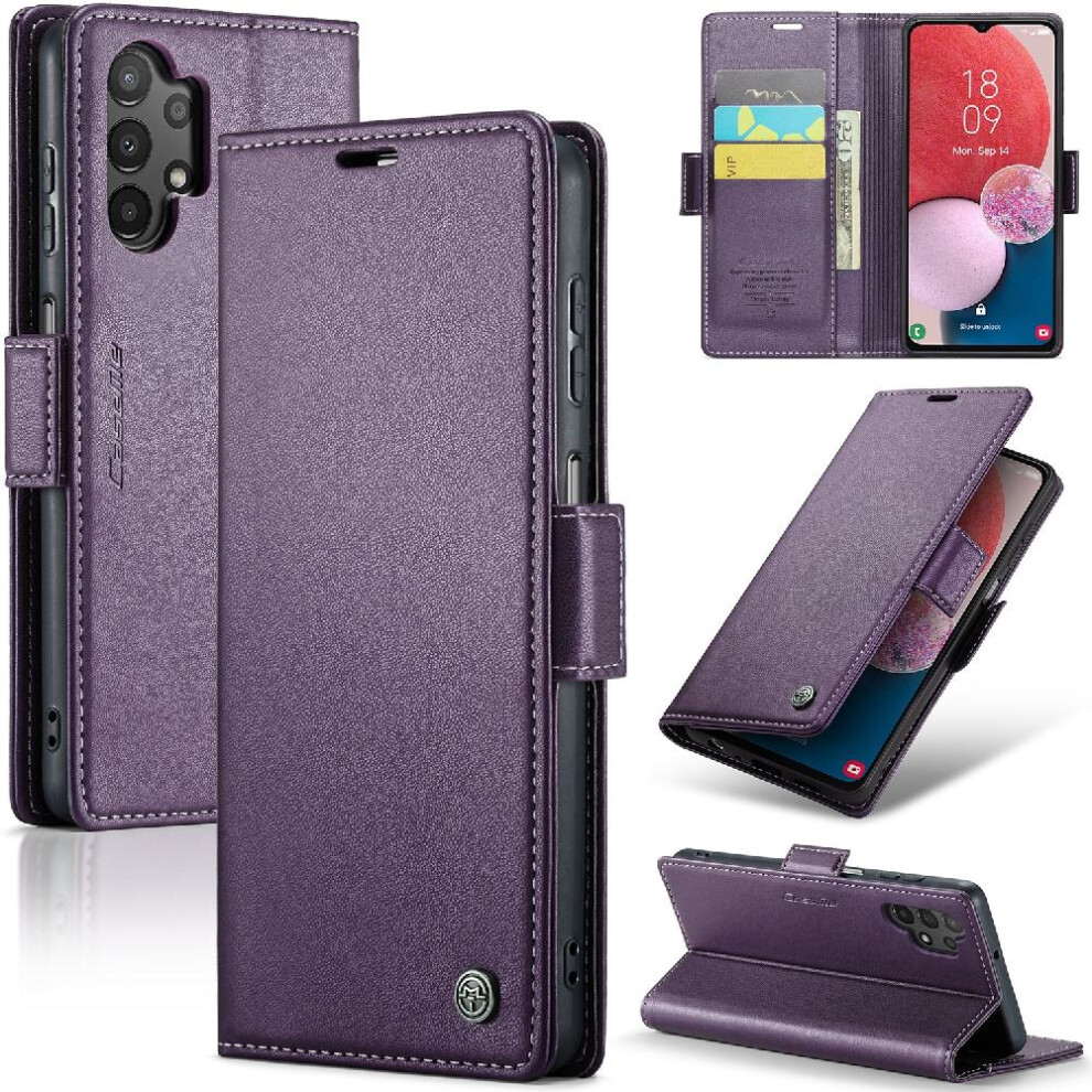 (Purple) Caseme Case For Samsung Galaxy M13 5G Anti Fraud Card Slot Kickstand Wallet Case Shockproof Case Purple 764762653972